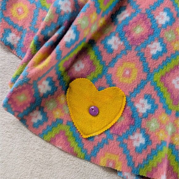 Geometric Print Blanket Poncho Unisex One Size Short Pink Multicolor - Picture 4 of 5